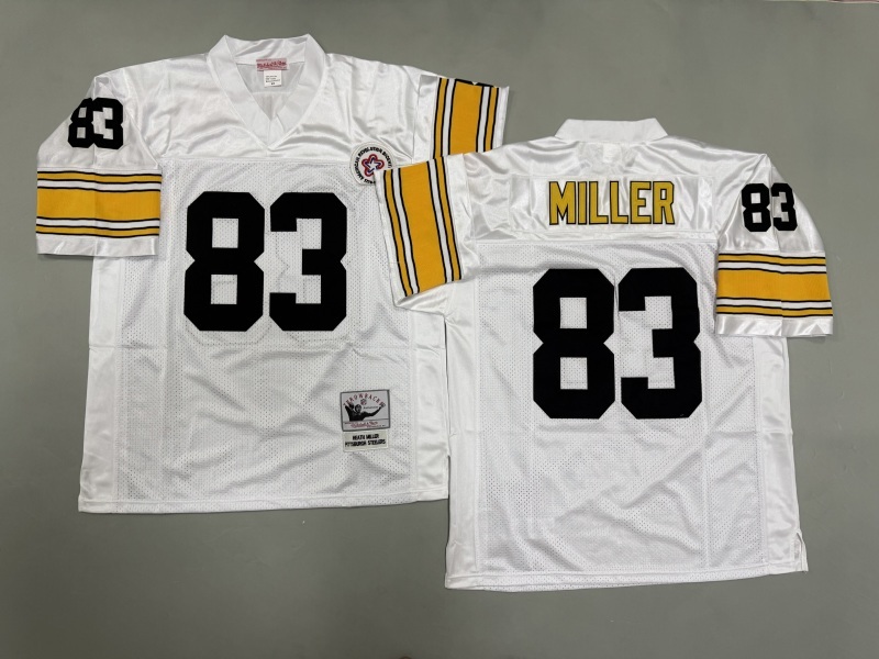 Men 2025 Pittsburgh Steelers 83 Miller white Throwback Limited NFL Jersey style 002